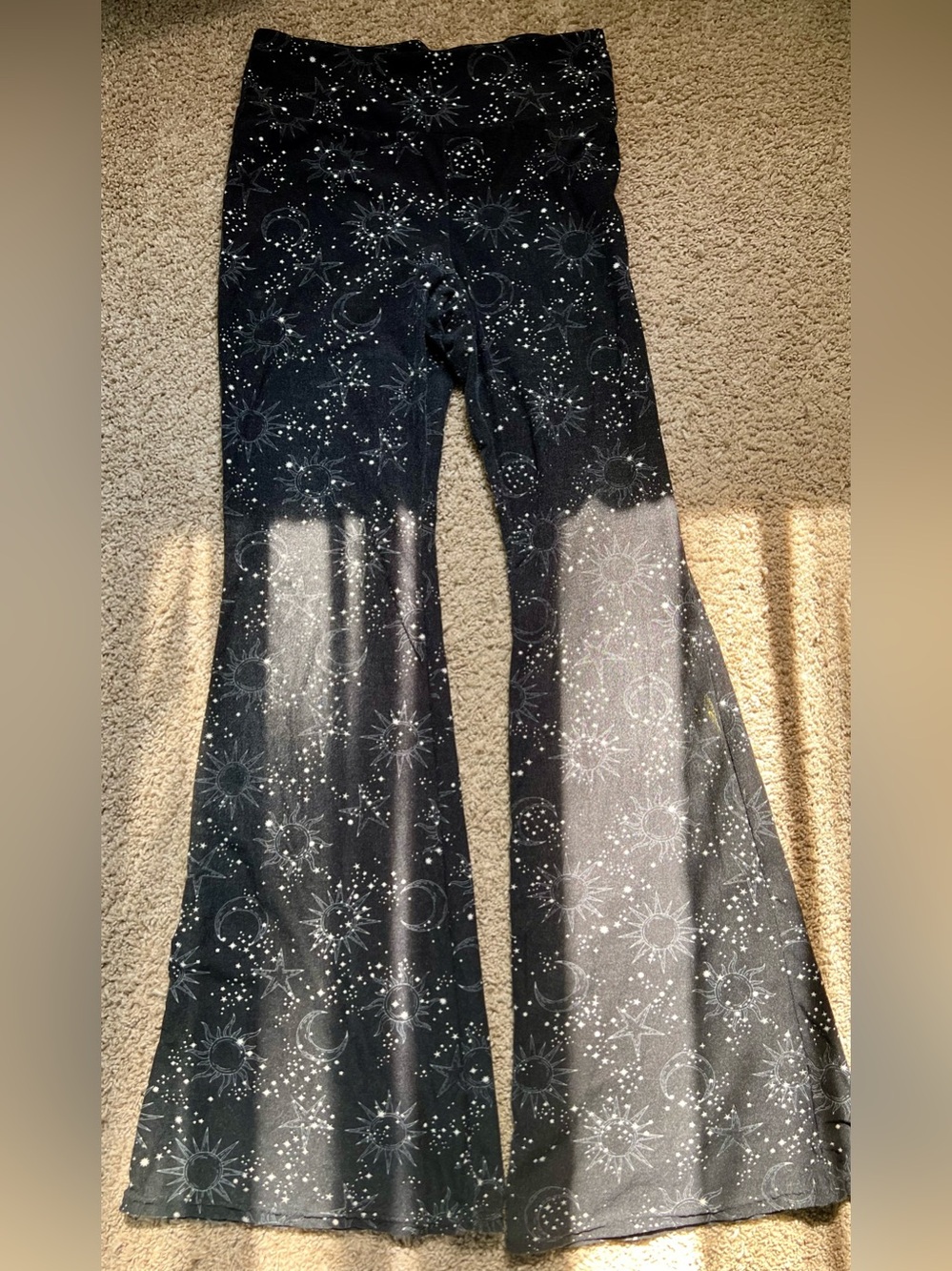 Black Celestial Print Flared Women’s pants